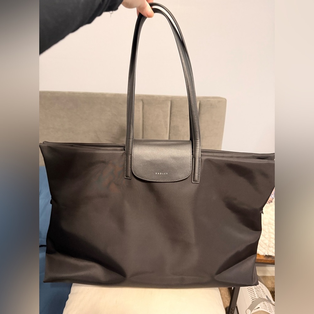 Radley Black Tote Bag - used once! Nylon! Spacious good for travel and every day
